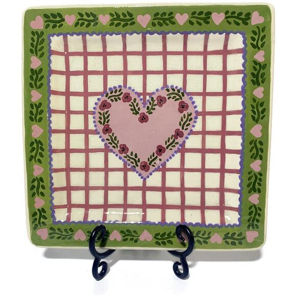 Kristi's Collection Aspen Colorado Serving Plate With Pink Heart 11 x 11 - Picture 1 of 4